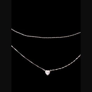 Sunstone Imports Silver Double Layered CZ Heart 5.1mm Pendant 19.25" Necklace